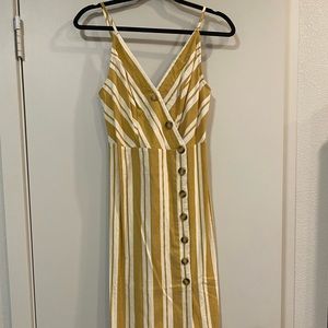 ✨NEVER WORN✨ Yellow and White Stripe Spaghetti Strap Dress